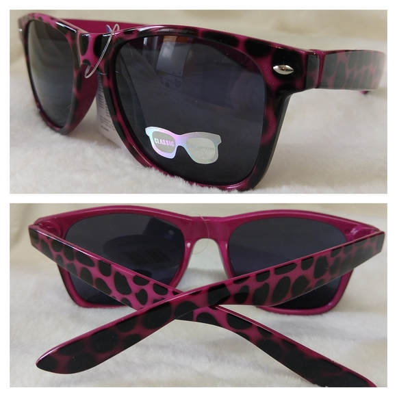 Sunglasses Accessories - Retro UV 400 Animal Print Sunglasses Purple Pink